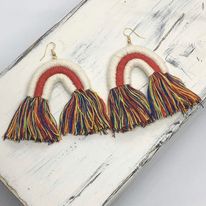 "Rock the Rainbow" Cotton Tassel Rainbow Earrings