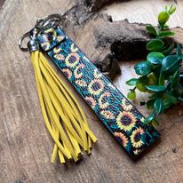 Sunflower Keychain, Handbag Clip Decor -- Handcrafted