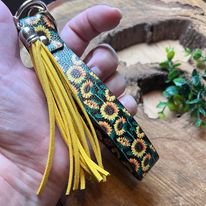 Sunflower Keychain, Handbag Clip Decor -- Handcrafted