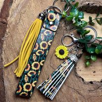 Sunflower Keychain, Handbag Clip Decor -- Handcrafted