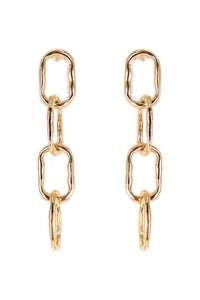 "Lisette" Antique Goldtone Hammered Metal Chain Link Statement Earrings